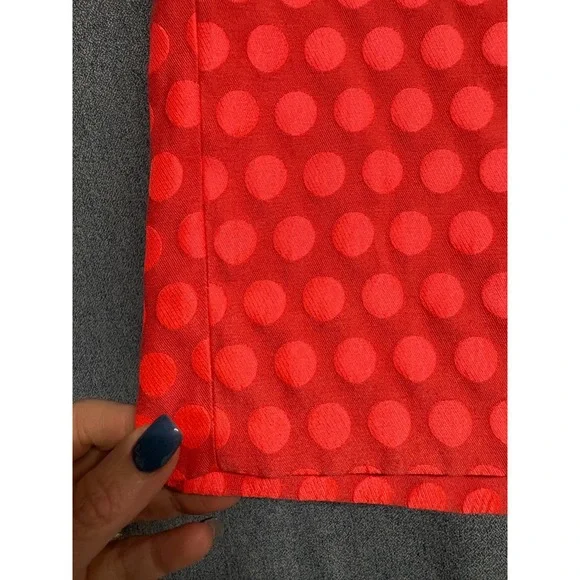 J.CREW "The Pencil Skirt" 0 Neon Coral Polka Dot Retro Chic Workwear - Picture 2 of 8